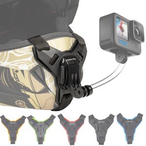 Helmet Chin Mount Strap with J Hook Compatible with All Smartphones and GoPro 13 12 11 10 9 8 7 5 4 | SJCAM | DJI Osmo | Insta 360 X4 X3 X2 & Other Action Cameras [Made in India] (Black)