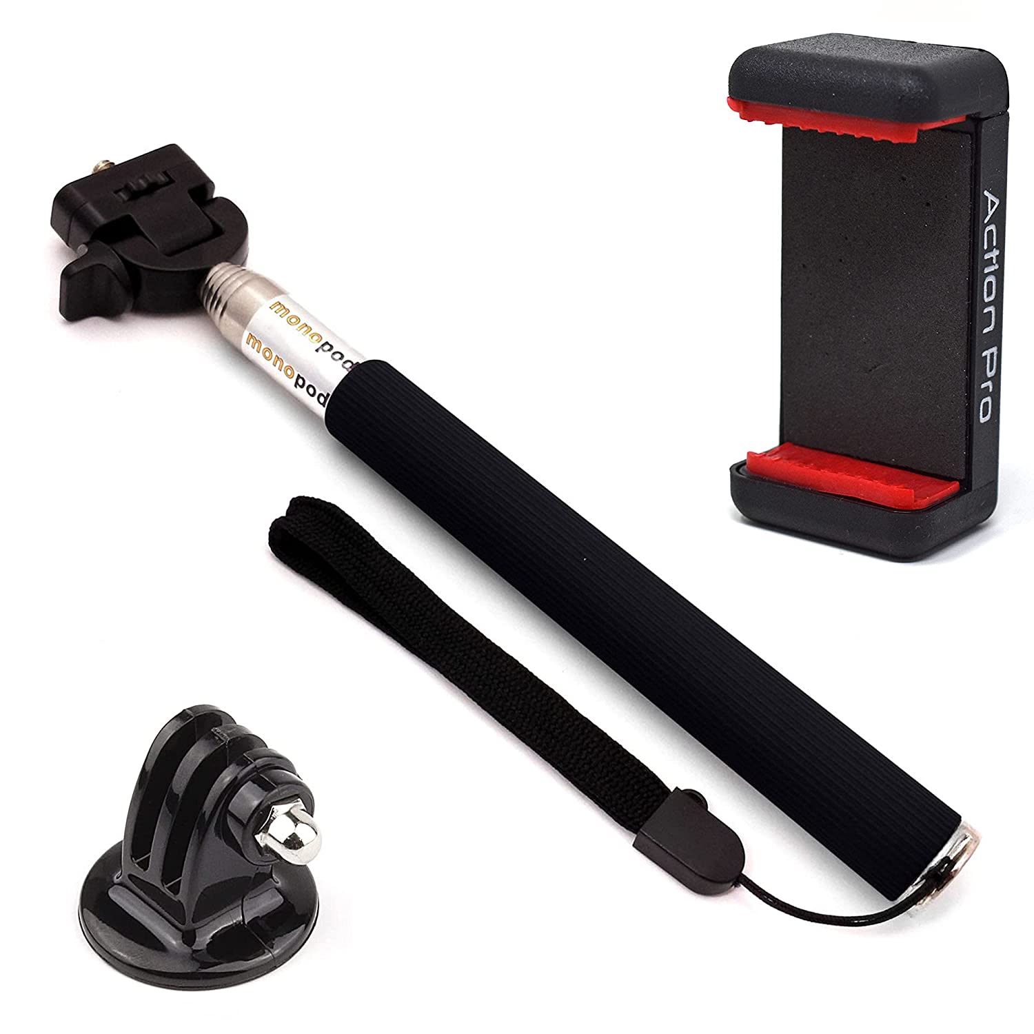 Aluminum Selfie Stick with Tripod Adapter Mobile Holder Compatible with  GoPro Hero 13 12 11 10 3+ SJCAM Yi 4K Eken Noise Play DJI  OSMO