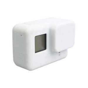 Silicone Rubber Case + Lens Protective Cap Cover Compatible with GoPro Hero 7 6 5 Action Camera (White)