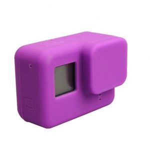 Silicone Rubber Case + Lens Protective Cap Cover Compatible with GoPro Hero 7 6 5 Action Camera (Purple)