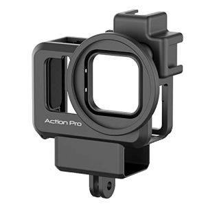 Made in India Vlogging Case Compatible with GoPro Hero-12/11/10/9 Plastic Protective Frame Mount with Dual Cold Shoe Mount Ring with Basic Buckle Mount, Thumb Screw (6 Month Warrenty)