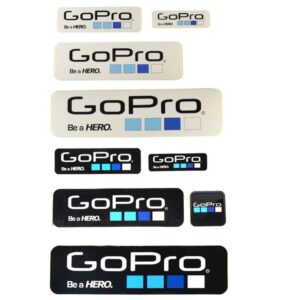 9 Pcs Adhesive Logo Stickers Compatible with GoPro 13/12/11/10/9/8/7/6/5 | 4 White & 5 Black Stickers | Easy Apply Waterproof Decals for Action Camera Accessories