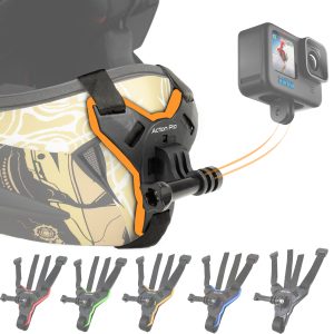 Helmet Chin Strap Mount Joint J Hook with Screw Compatible with All Smartphones and GoPro 13 12 11 10 9 8 7 5 4 | SJCAM | DJI Osmo | Insta 360 X4 X3 X2 & Other Action Cameras (Orange 2.0)
