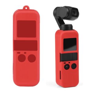 Silicone Protective Case + Lanyard Compatible with DJI OSMO Pocket Camera and Gimbal (Red)