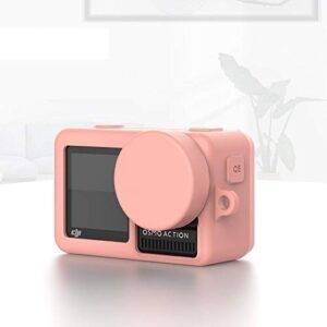 Silicone Rubber Case and Lens Protective Cap Cover Compatible with DJI OSMO Action Sports Camera (Coral Orange)