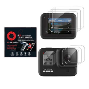 9H Front & Back Screen Protector Compatible with GoPro Hero 8, HD Clear, Anti-Scratch, 9H Hardness High Definition (Pack of 9)