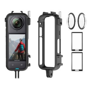Protective Frame Case with Screen Protector and Lens Guard Cap Compatible with Insta360 X4 Action Camera Accessories Kit
